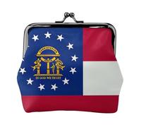 Monedero de cuero vintage con estampado de la bandera del estado de Georgia, monedero pequeño y elegante para mujer, monedero mini