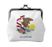 Monedero de cuero vintage con estampado de la bandera del estado de Illinois, monedero pequeño y elegante para mujer, monedero mini