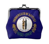 Monedero de cuero vintage con estampado de la bandera del estado de Kentucky, monedero pequeño y elegante para mujer, monedero mini