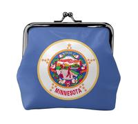 Monedero de cuero vintage con estampado de la bandera del estado de Minnesota, monedero pequeño y elegante para mujer, monedero mini