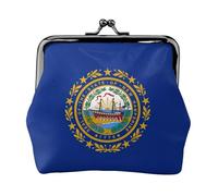 Monedero de cuero vintage con estampado de la bandera del estado de New Hampshire, monedero pequeño para mujer, monedero pequeño