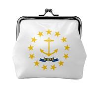 Monedero de cuero vintage con estampado de la bandera del estado de Rhode Island, monedero pequeño y elegante para mujer, monedero mini