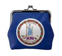 Monedero de cuero vintage con estampado de la bandera del estado de Virginia, monedero pequeño y elegante para mujer, monedero mini
