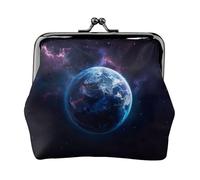 Monedero de cuero vintage con estampado de planetas del universo y elegante monedero pequeño para mujer, monedero mini