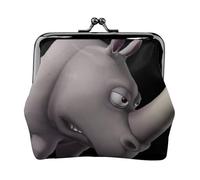 Monedero de cuero vintage con estampado de rinoceronte enojado, elegante, pequeño monedero para mujer, monedero, monedero, mini