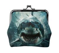 Monedero de cuero vintage con estampado de tiburón para mujer, monedero pequeño y elegante para mujer