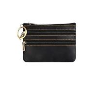 Monedero de cuero vintage simple y moderno, adecuado para mujeres, hombres y niños con llavero con cremallera, Negro -, Large size - Black, Cartera vintage de gran capacidad