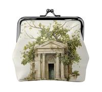 Monedero de edificio antiguo con rama de olivo romano e impresión griega, cartera minimalista ligera para festivales de música y conciertos, Black, Talla única, Decoración de arte