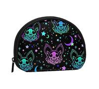 Monedero de Esqueleto de Dibujos Animados de un murciélago para Mujer y niña, Monedero pequeño para Llevar, Tarjetero, Llavero