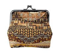 Monedero de estilo africano con estampado de retazos para mujer, 11,5 x 10,5 cm, exquisito, Negro -, Talla única
