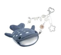 Monedero de felpa con forma de ballena para niños con cierre de cremallera, llavero de tela suave para la escuela y los viajes para niños, gris, Mass Beauty