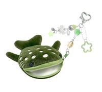 Monedero de felpa con forma de ballena para niños con cierre de cremallera, llavero de tela suave para la escuela y viajes, cartera divertida para niños, verde oscuro, Mass Beauty