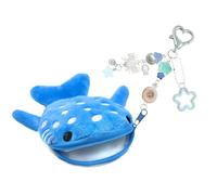 Monedero de felpa con forma de ballena para niños con cierre de cremallera, llavero de tela suave para la escuela y los viajes para niños, Blue, Mass Beauty