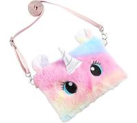 Monedero de felpa de unicornio de 20 cm x 14 cm, cartera de felpa suave para niñas y mujeres, bolso cruzado o bolso de hombro, regalo para niños, Pink, Bonito