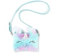 Monedero de felpa de unicornio de 20 cm x 14 cm, cartera de felpa suave para niñas y mujeres, bolso cruzado o bolso de hombro, regalo para niños, Blue, Bonito