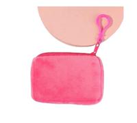 Monedero de felpa sólida para mujer, bonito monedero para tarjetas de identificación, llavero, minimalista, monedero para mujer, rosa roja, 2 unidades