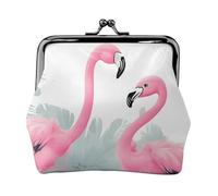 Monedero de flamenco rosa. Monedero de doble cara para mujer, pequeño tarjetero de piel sintética