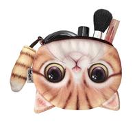 Monedero de gato con cremallera lindo bolso de cambio de animales con cola decorativa, cartera compacta para tarjetas de joyería para monedas y mini accesorios | Bolsa organizadora suave y ligera f