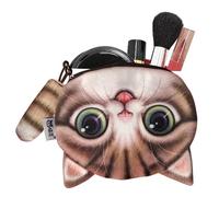 Monedero de gato con cremallera lindo bolso de cambio de animales con cola decorativa, cartera compacta para tarjetas de joyería para monedas y mini accesorios | Bolsa organizadora suave y ligera f