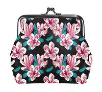 Monedero de hojas de té dibujadas a mano, 01, monedero con hebilla, bolsa de mano con hebilla, monedero de cambio de cierre floral para mujeres y niñas, Multicolor 03, Talla única, Organizador de
