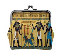 Monedero de la serie de la tribu del antiguo Egipto con estampado exquisito y versátil con cierre de beso para monedas y tarjetas