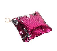 Monedero de Lentejuelas para Mujer Cremallera, Rosa Rojo