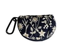 Monedero de lino de algodón con llavero, pequeña bolsa de almacenamiento con cremallera, cartera bordada de estilo étnico, Estilo 9, Monedero