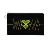 Monedero de lona con diseño de corazón con la bandera de Jamaica I Love Jamaica, bolsa de maquillaje portátil para hombres y mujeres, Estilo:, Talla única, Bolsa para monedas