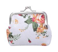 Monedero de lona con diseño floral de rosas para cambio de beso, vintage, para mujer, cartera pequeña para mujer, bolsa de cambio de beso, Blanco, Belleza masiva