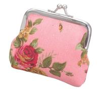Monedero de lona floral con diseño de flores de rosa, bolsa de cambio de beso vintage para mujer pequeña, A, Belleza masiva