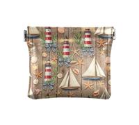 Monedero de madera rústica de costa náutica, portátil, de piel sintética, para uso diario, tamaño 4.3 x 3.7 pulgadas, Nautical Coast - Madera rústica, one size, Nautical Coast - Madera rústica