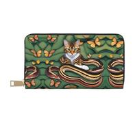 Monedero de mano con diseño de La historia de la serpiente y el gato, moderno y versátil, largo que puede contener teléfonos móviles, monedas, llaves