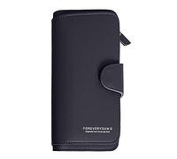 Monedero de moda con cremallera para múltiples tarjetas, carné de identidad, bolso de mano para mujer, cartera de embrague (negro, talla única)