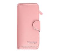 Monedero de moda con cremallera para múltiples tarjetas, carné de identidad, bolso de mano para mujer, cartera de embrague (rosa, talla única)