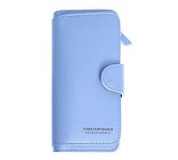 Monedero de moda con cremallera para múltiples tarjetas, carné de identidad, bolso de mano para mujer, cartera de embrague (azul, talla única)