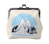 Monedero de montaña con tapa de nieve. Monedero de doble cara para mujer, pequeño tarjetero de piel sintética