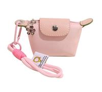 Monedero de nailon con correa de muñeca, monedero de nailon vintage desmontable con cremallera, bolsa de maquillaje portátil de viaje para tarjetas, llaves y monedas, Pink, Estilo retro