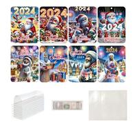 Monedero de Navidad, Pinza de billetes de Navidad,Árbol de Navidad de 8 piezas Pinzas para billetes Monedero - Dispensador de dinero transparente de Santa Claus, Tarjetas de plata de Navidad para
