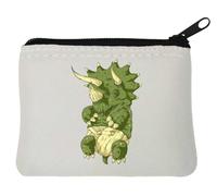 Monedero de neopreno con diseño de dinosaurio Triceratops para bebé, 10 x 11 cm, color blanco, White, Talla única