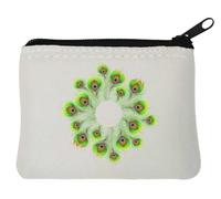 Monedero de neopreno con diseño de mandala de plumas de pavo real, 10 x 11 cm, color blanco, White, Talla única