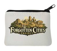 Monedero de neopreno con diseño de ruinas antiguas y ciudades perdidas místicas, 10 x 11 cm, color blanco