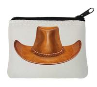 Monedero de neopreno con diseño de sombrero de vaquero, 10 x 11 cm, color blanco, White, Talla única