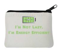 Monedero de neopreno con el texto en inglés «I'm not Lazy I'm Energy efficient», 10 x 11 cm, color blanco, White, Talla única