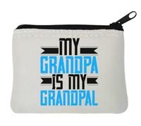 Monedero de neopreno con eslogan My Grandpa is my Grandpal, 10 x 11 cm, color blanco, White, Talla única