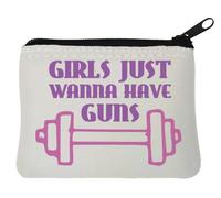 Monedero de neopreno con texto en inglés "Girls Just Wanna Have Guns - Mancuernas para gimnasio, 10 x 11 cm, color blanco, White, Talla única
