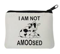 Monedero de neopreno con texto en inglés "I Am Not Amoosed Funny Cow Pun", 10 x 11 cm, color blanco, White, Talla única