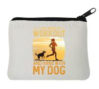 Monedero de neopreno con texto en inglés "I Just Want to Workout and Hang with My Dog Beach Running Graphic 10 x 11 cm, color blanco, White, Talla única