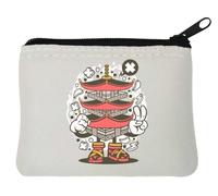 Monedero de neopreno estilo hip hop japonés de arquitectura japonesa, 10 x 11 cm, color blanco, White, Talla única