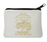 Monedero de neopreno para motocicleta con dos ruedas Forever Go Fast Or Go Home Garage New York 1966, 10 x 11 cm, color blanco, White, Talla única