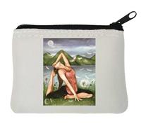 Monedero de neopreno pintado con texto en inglés "Girl in Nature", 10 x 11 cm, color blanco, White, Talla única